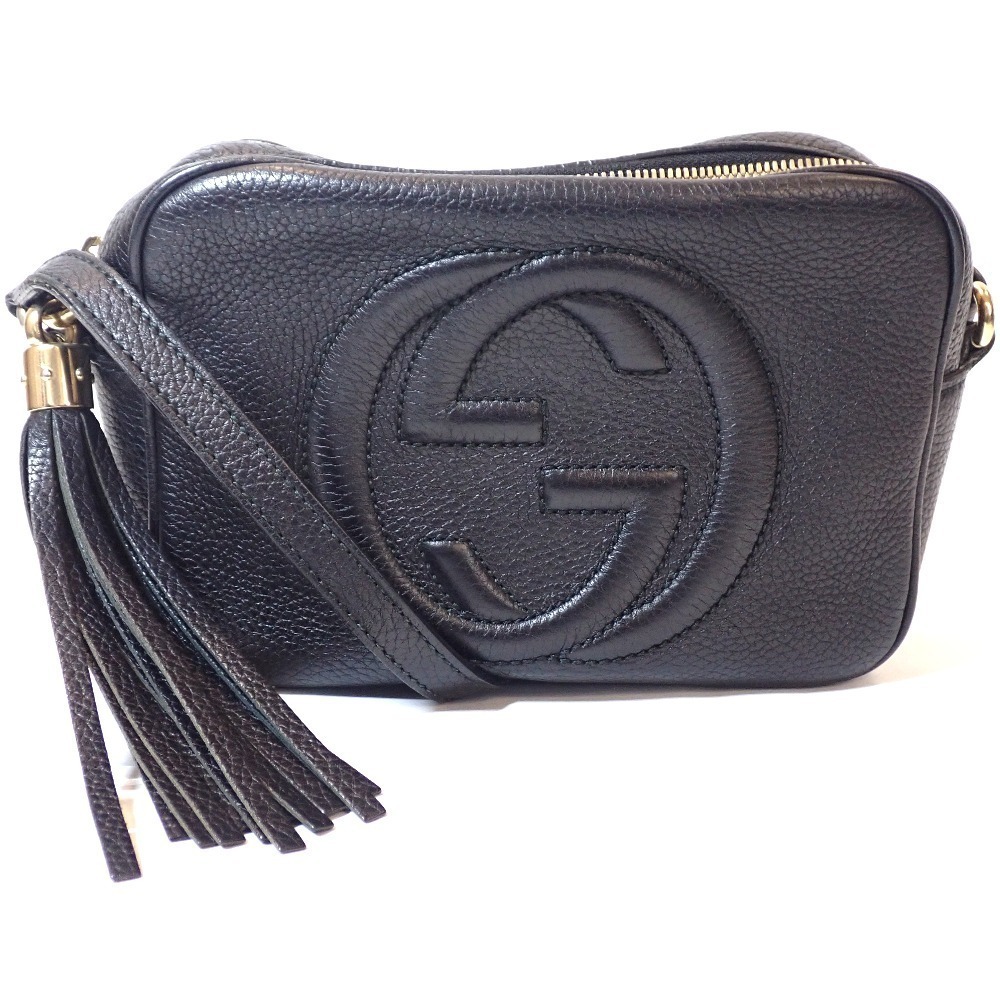Gucci Disco Bag Soho Shoulder Leather Black GG